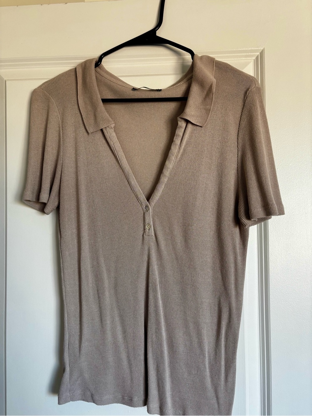 Zara Knit Polo Shirt in Taupe